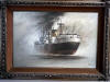 john kelly original painting oil on canvas freighter in the fog