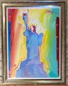 peter max original acrylic on canvas statue of liberty